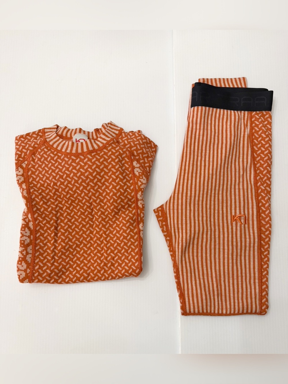 Kari Traa 100% Wool Smekker Base Layer Set Rust Orange Size M/L